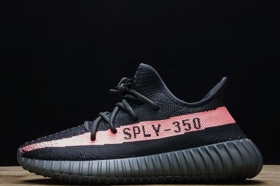 Yeezy Boost 350 V2 'Core Black Red' Fake with Red Stripe